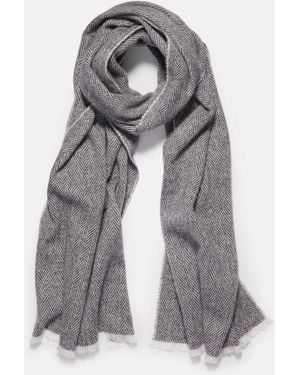 Vince Herringbone Cashmere Scarf, Multicolour - Grey