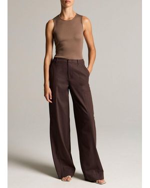 Vince Mid-Rise Panelled Stretch-Cotton Pant - Brown