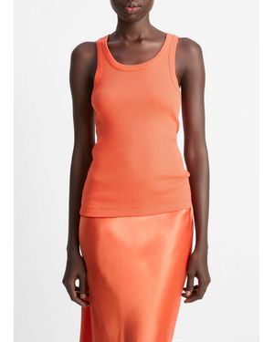 Vince Ribbed Scoop-Neck Tank - Orange