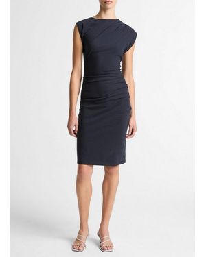 Vince Cotton Twist-Drape Dress - Blue