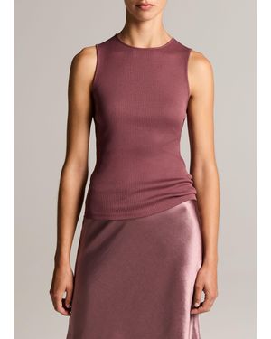 Vince Ribbed Pima Cotton Shell - Purple