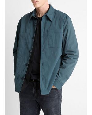 Vince Insulated Tech-Cotton Shirt Jacket - Blue