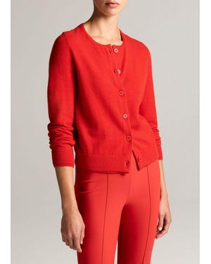 Vince Scallop-Trim Wool & Cashmere-Blend Cardigan - Red