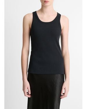Vince Stretch Viscose Scoop Tank Top - Black