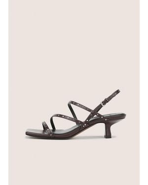 Vince Tania Studded Leather Kitten-Heel Sandal - Natural