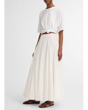 Vince Crinkled Plissé Cotton-Blend Maxi Skirt - Natural