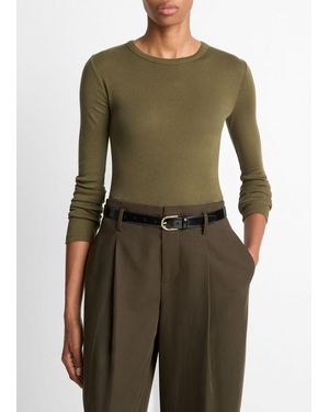 Vince Essential Pima Cotton-Blend Long-Sleeve T-Shirt - Green
