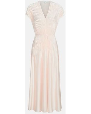 Vince Satin Cap-Sleeve V-Neck Dress - White