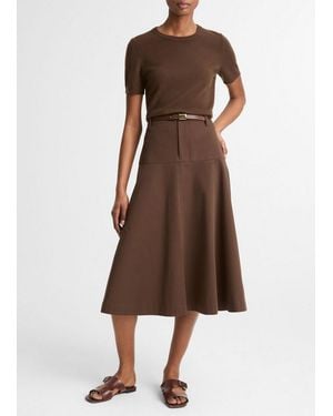 Vince Stretch-Cotton Twill Utility Full Skirt - Brown