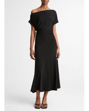 Vince Matte Jersey Off-Shoulder Midi Dress - Black