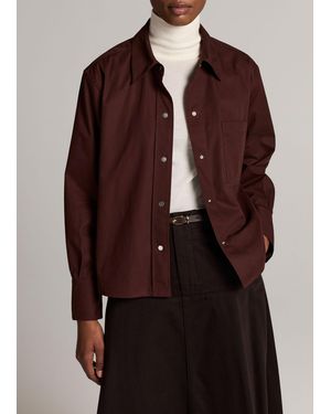 Vince Cotton Metal-Snap Long-Sleeve Shirt - Brown