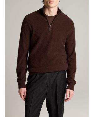 Vince Plush Cashmere Quarter-Zip Jumper - Brown