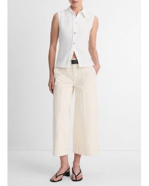 Vince Sleeveless Button-Front Shirt - Natural