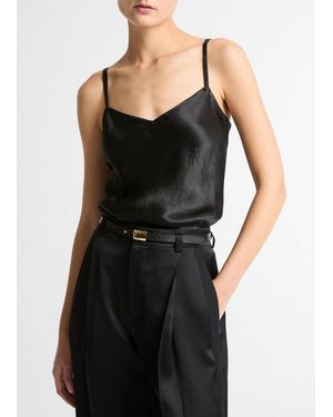 Vince Satin V-Neck Camisole - Black