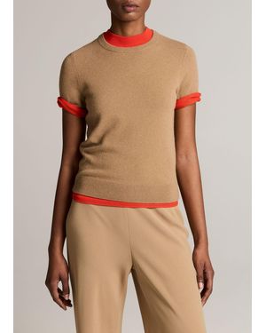 Vince Wool & Cashmere-Blend Short-Sleeve Jumper - Natural