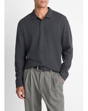 Vince Heathered Double-Face Cotton-Blend Polo Shirt - Grey