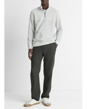 Vince Striped Sueded Cotton Quarter-Zip Pullover - Grey