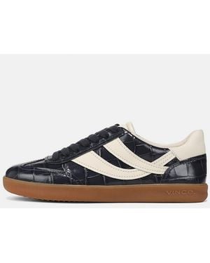 Vince Oasis Croc-Embossed Leather Trainer - White