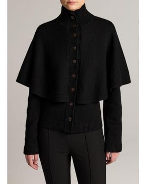 Vince Wool-Blend Turtleneck Cape Cardigan - Black