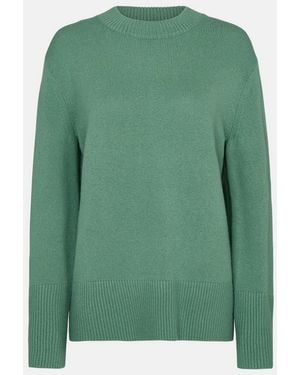 Vince Wool-Cashmere Easy Crew Neck Sweater - Green