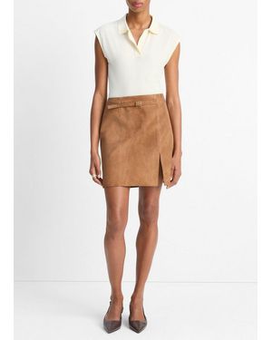 Vince Belted Suede Skirt - Multicolor