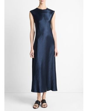 Vince Satin Cap-Sleeve Slip Dress - Blue
