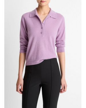 Vince Cashmere-Silk Polo Jumper - Purple