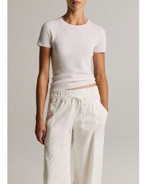 Vince Textured Italian Wool & Cotton-Blend Short-Sleeve Sweater - Natural
