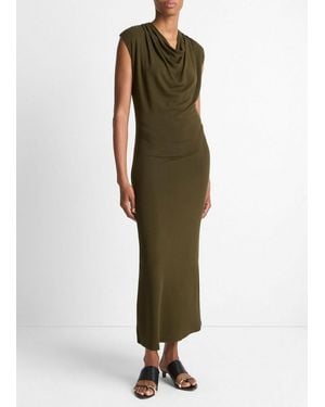 Vince Jersey Draped Cowl-Neck Dress - Green