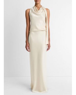 Vince Satin Bias Column Skirt - White