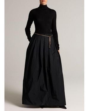 Vince High-Rise Taffeta Evening Maxi Skirt - Black