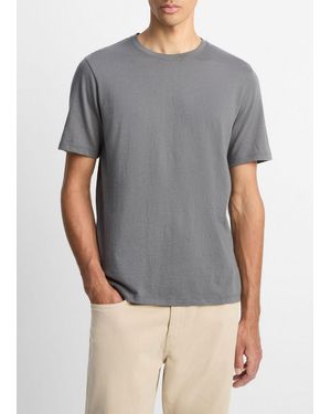 Vince Loose-Knit Cotton T-Shirt - Grey