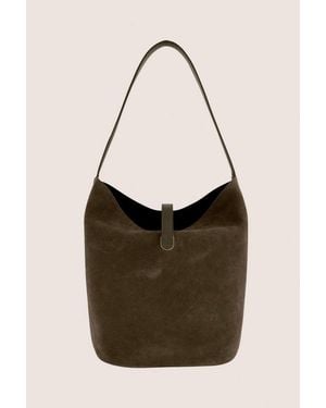 Vince Eris Suede Medium Bucket Bag, Ms Ochre - Natural