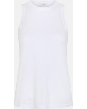 Vince Pima Cotton-Blend High-Neck Tank - White