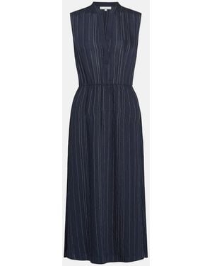 Vince Draped Striped Tiered Dress - Blue