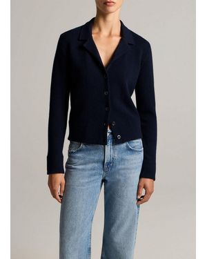 Vince Notch-Collar Double-Face Wool-Blend Cardigan - Blue