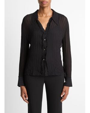 Vince Crushed Stripe Button-Front Shirt - Black
