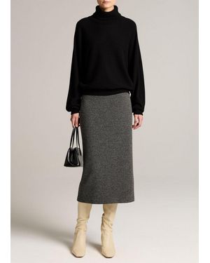 Vince Houndstooth Italian Cotton-Blend Skirt - Black