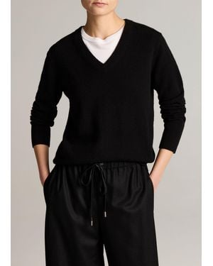 Vince Cashmere Casual V-Neck Sweater - Black