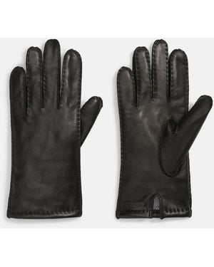 Vince Cashmere-Lined Leather Driving Glove - Black