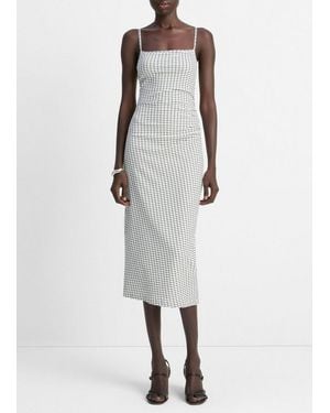 Vince Checked Smocked Tank Dress - White