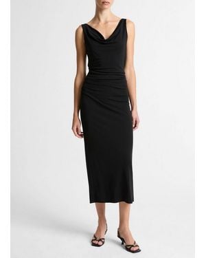 Vince Matte Jersey Cowl-Neck Tank Dress - Black