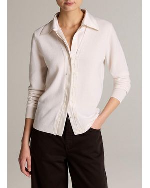 Vince Satin-Trimmed Cashmere Collared Cardigan - Natural