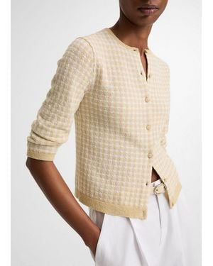 Vince Gingham Italian Wool-Blend Cardigan - Natural