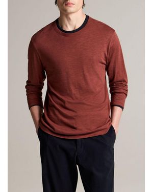 Vince Slub Pima Cotton Double-Layer T-Shirt - Red