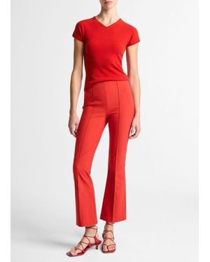 Vince Niki Mid-Rise Pintuck Crop Flare Pant - Red