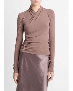 Vince Fixed Wrap Long-Sleeve Top - Purple