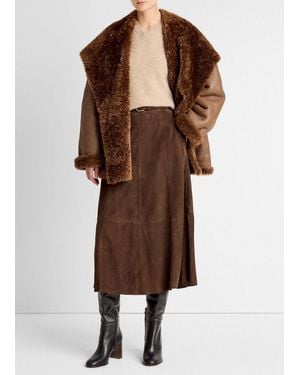 Vince Shearling Hooded Jacket - Brown