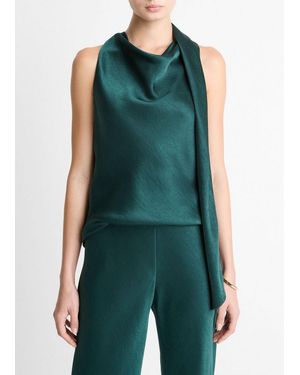 Vince Satin Scarf Top - Green
