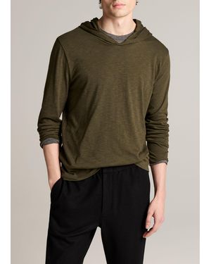 Vince Slub Pima Cotton Double-Layer Hoodie - Green